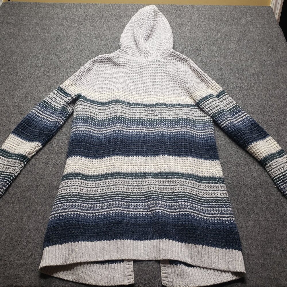 LL Bean All-Day Waffle Knit Hooded Wrap Cardigan Sweater Women’s Medium - Picture 2 of 8
